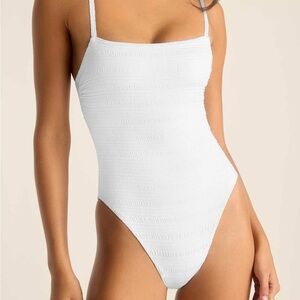 NWOT • Vitamin A Jenna White One piece Seersucker Stripe